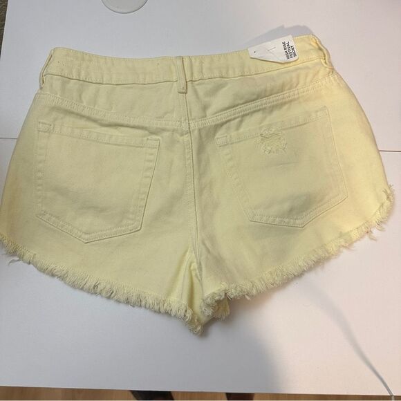 Pac‎ Sun High Rise Festival Short Light Yellow Size 26 Frayed Hem NWT - Picture 12 of 16